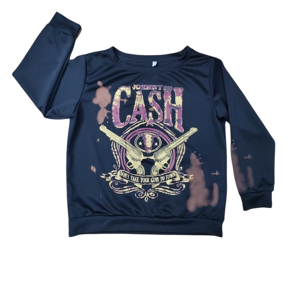 JOHNNY CASH Sweater Adult XL 'DON'T TAKE YOUR GUNS TO TOWN' Sweatshirt